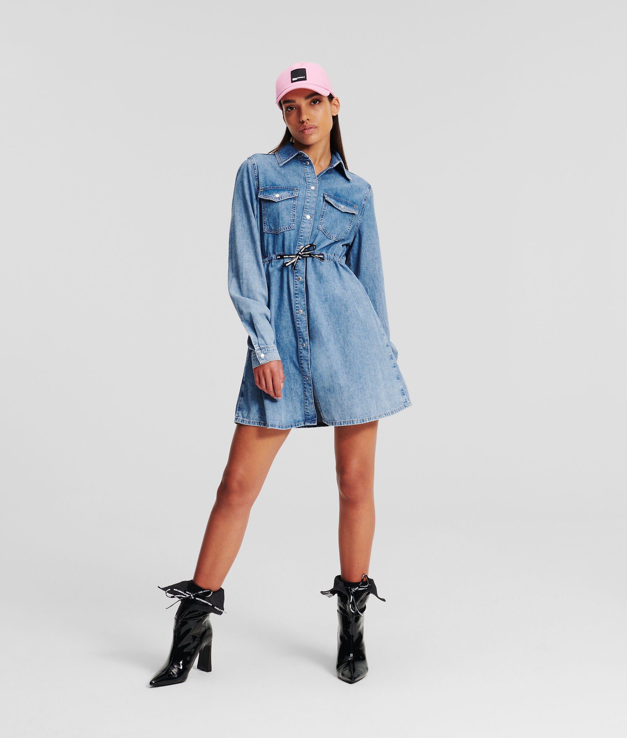 (image for) User-Centric KLJ TIE WAIST DENIM SHIRT DRESS